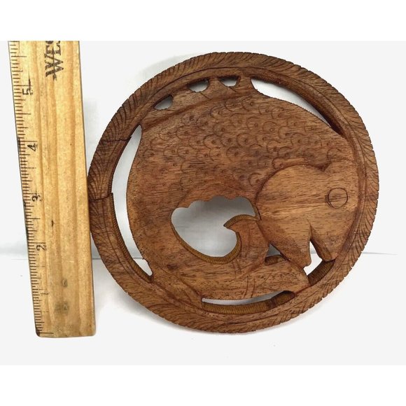 SMALL Handmade Wooden Fish Trivet - with Flaws - Made in India - Picture 10 of 16